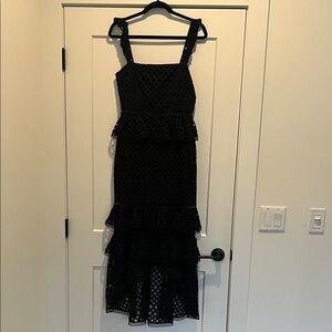 NBD Chic Black Layered Midi Dress